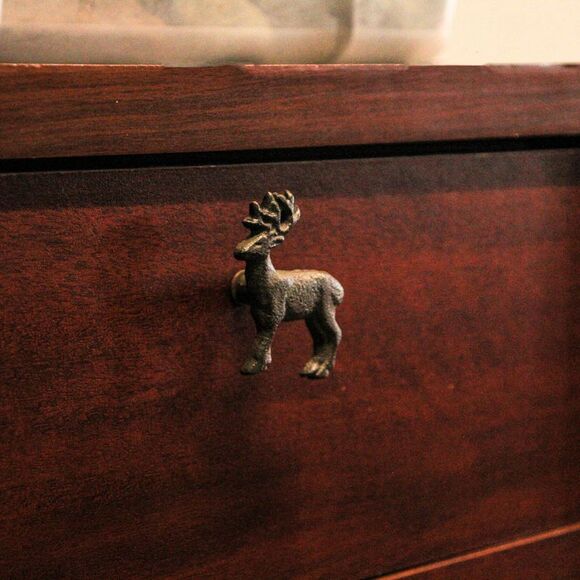Set of 6 Cast Iron Deer Drawer Pulls Decorative Cabinet Knob Rustic Home Decor - Picture 8 of 10